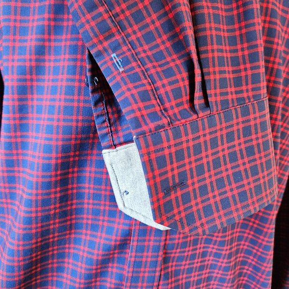 Twillory Shirt 16.5 34/35 Red Blue Navy Plaid - Picture 4 of 8